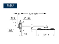 MEDIDAS DUCHA MURAL RAINSHOWER SMARTACTIVE 310 GROHE